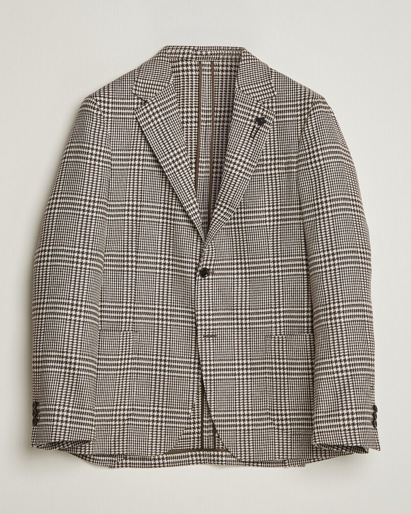 Lardini Wool/Cashmere Checked Blazer Brown – Marron