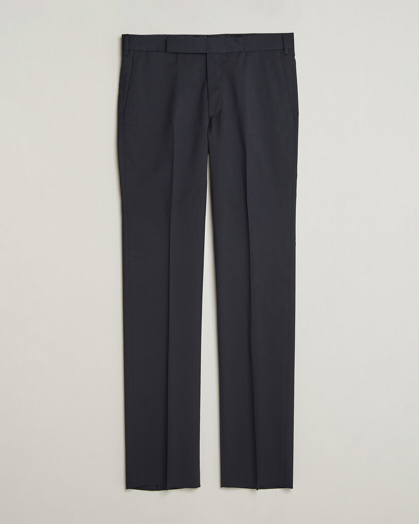 Lardini Straight Fit Wool Trousers Navy – Blauw