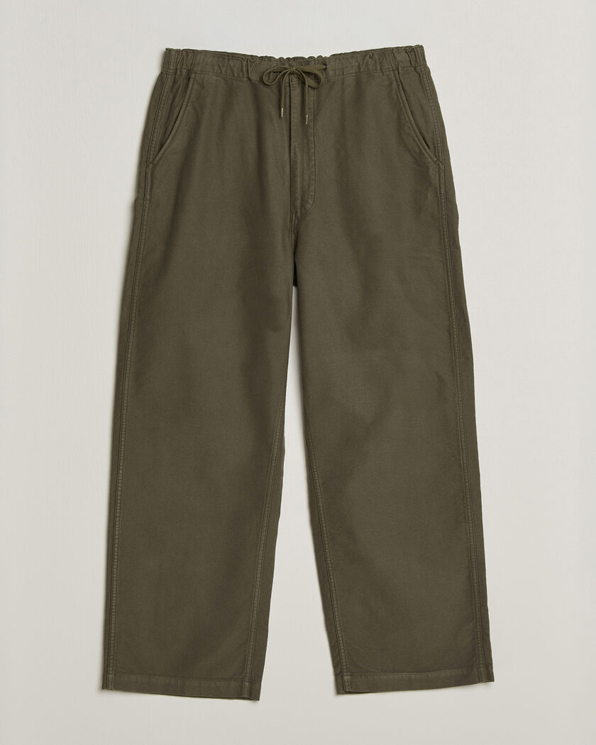 orSlow Wide Fit New Yorker Brushed Trousers Moss Gray – Vert