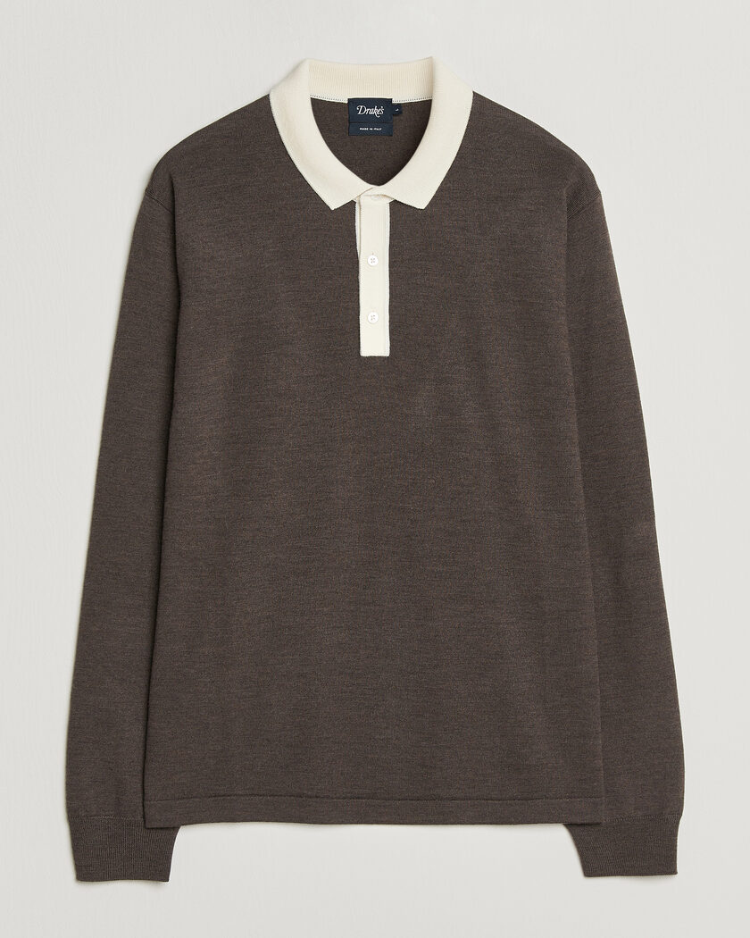 Drake's Solid Knitted Rugby Brown – Bruin