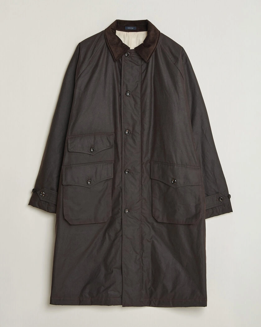 Drake's Military Waxed Mac Rustic – Marron