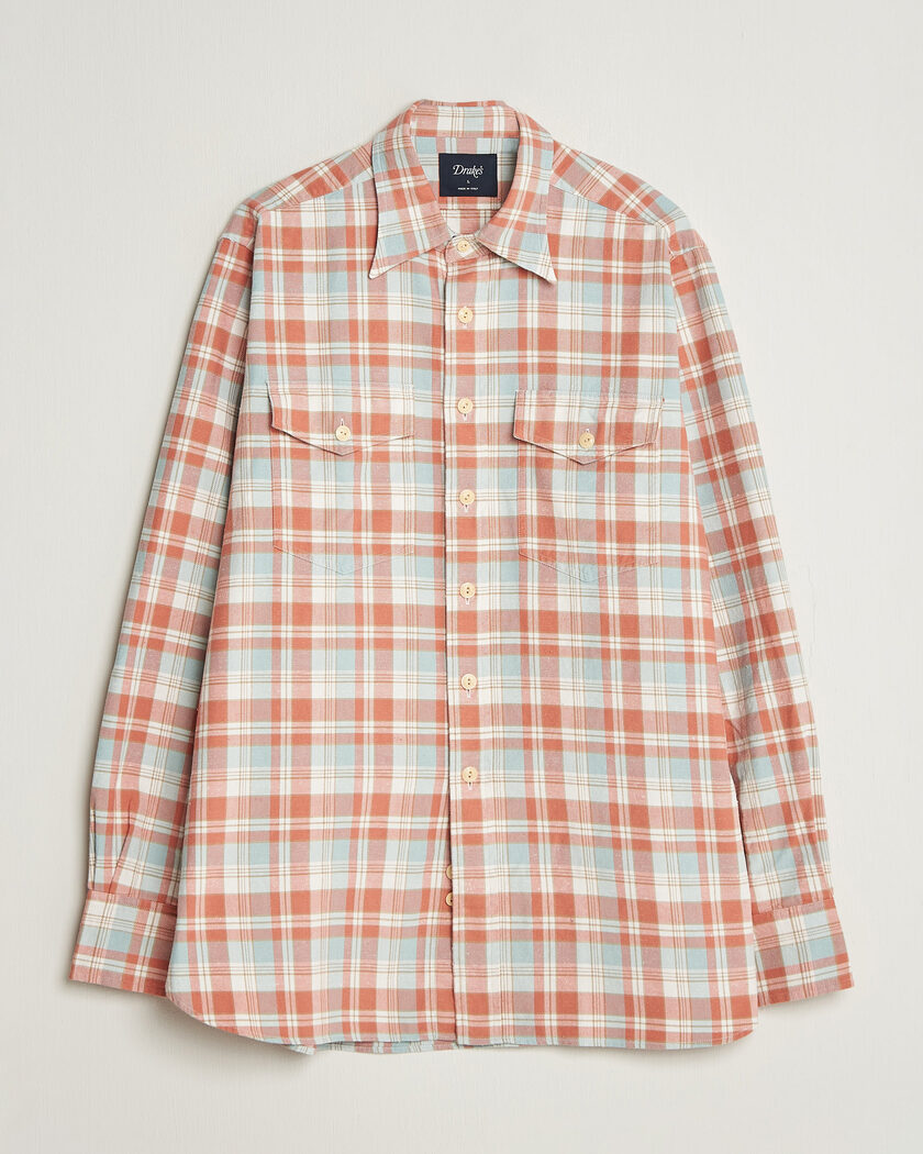 Drake's Two Pocket Check Shirt Pink/Blue – Meerkleurig