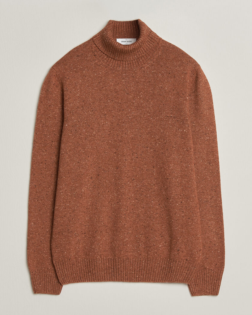 Gran Sasso Wool/Cashmere Donegal Rollneck Rust Orange – Orange