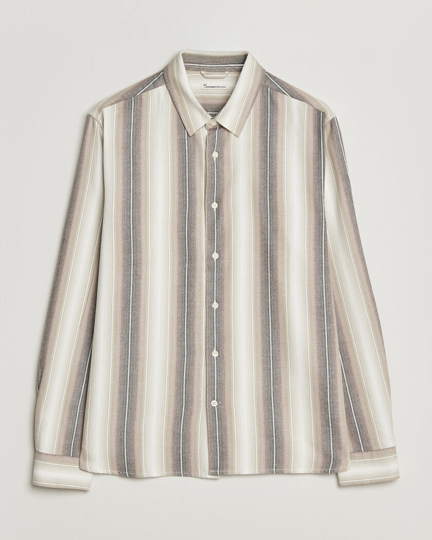 KnowledgeCotton Apparel Dune Regular Stripe Shirt Creme – Beige