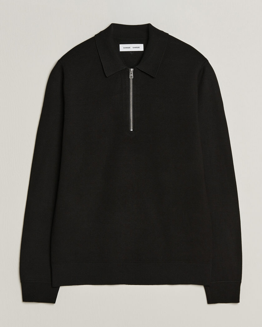Samsøe Samsøe Matt Half Zip Polo Black – Zwart