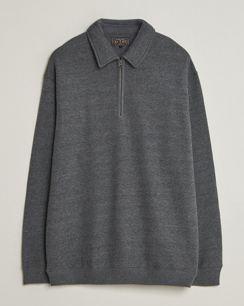 BEAMS PLUS Wool/Cotton Half Zip Charcoal – Gris