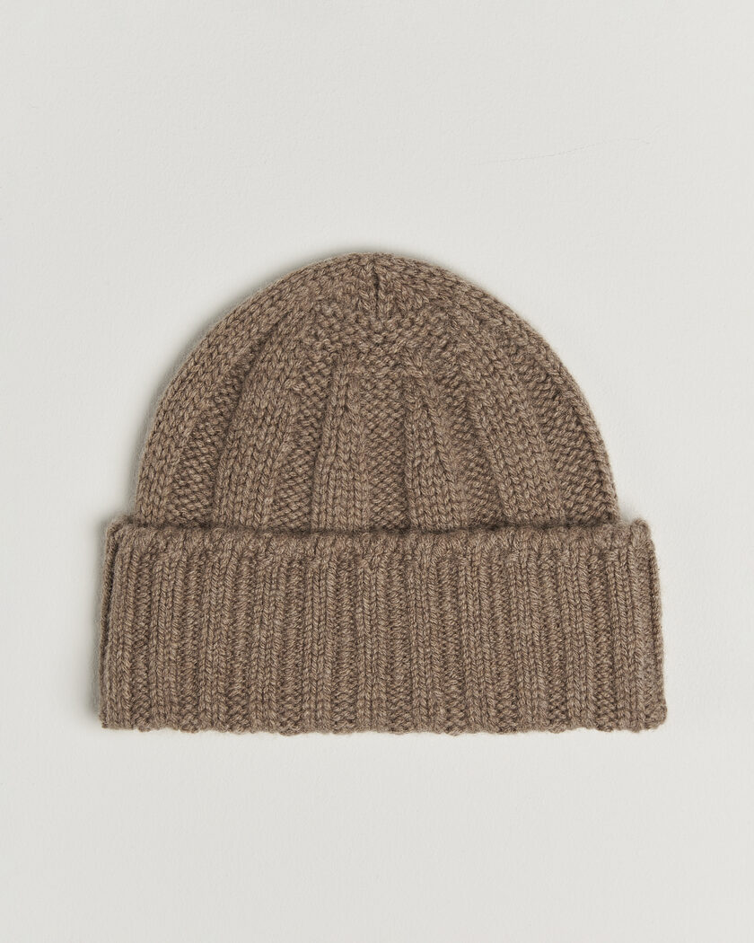BEAMS PLUS Cashmere Rib Beanie Camel – Bruin