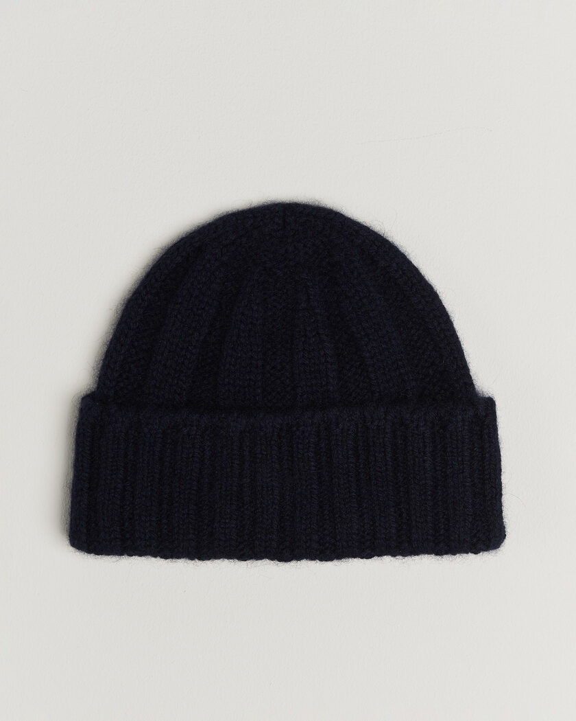 BEAMS PLUS Cashmere Rib Beanie Navy – Blauw