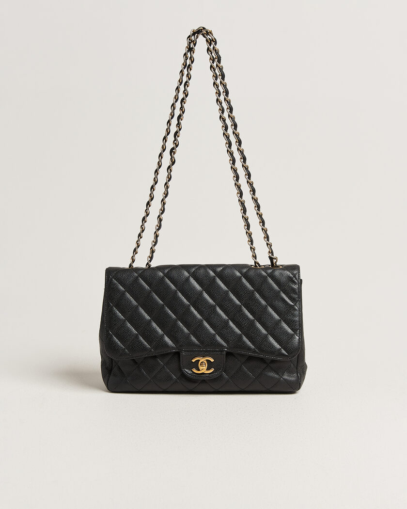 Chanel Pre-Owned Classic Jumbo Single Flap Bag Caviar Black – Zwart