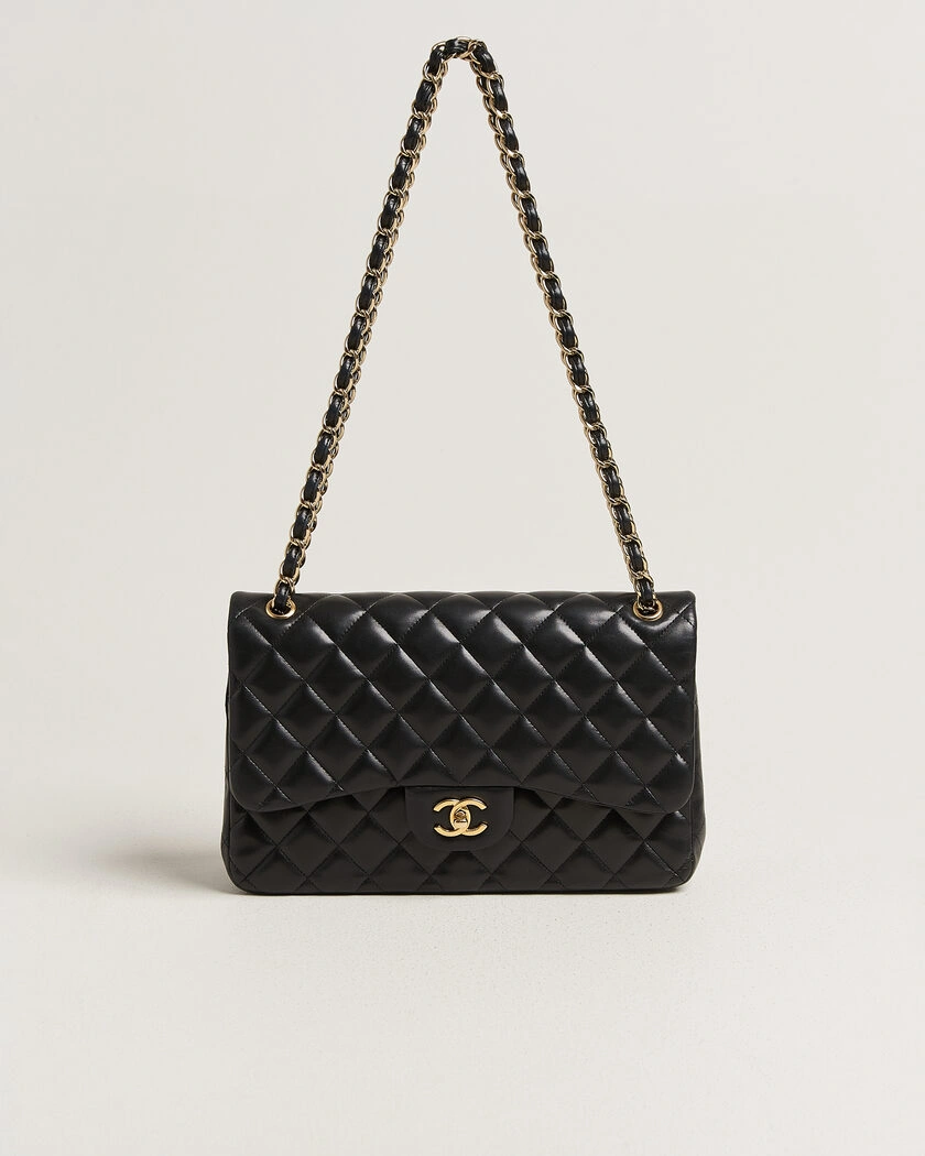 Chanel Pre-Owned Classic Jumbo Double Flap Bag Lambskin Black – Zwart