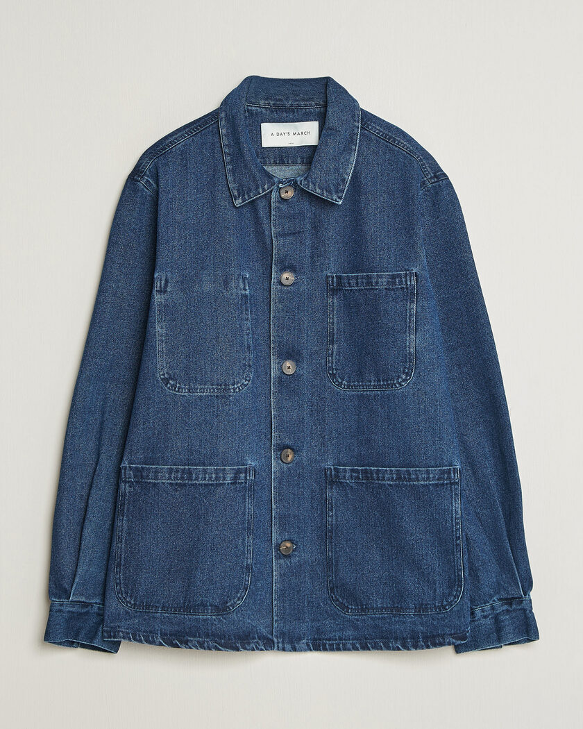 A Day's March Algot Denim Overshirt Dark Blue Wash – Blauw