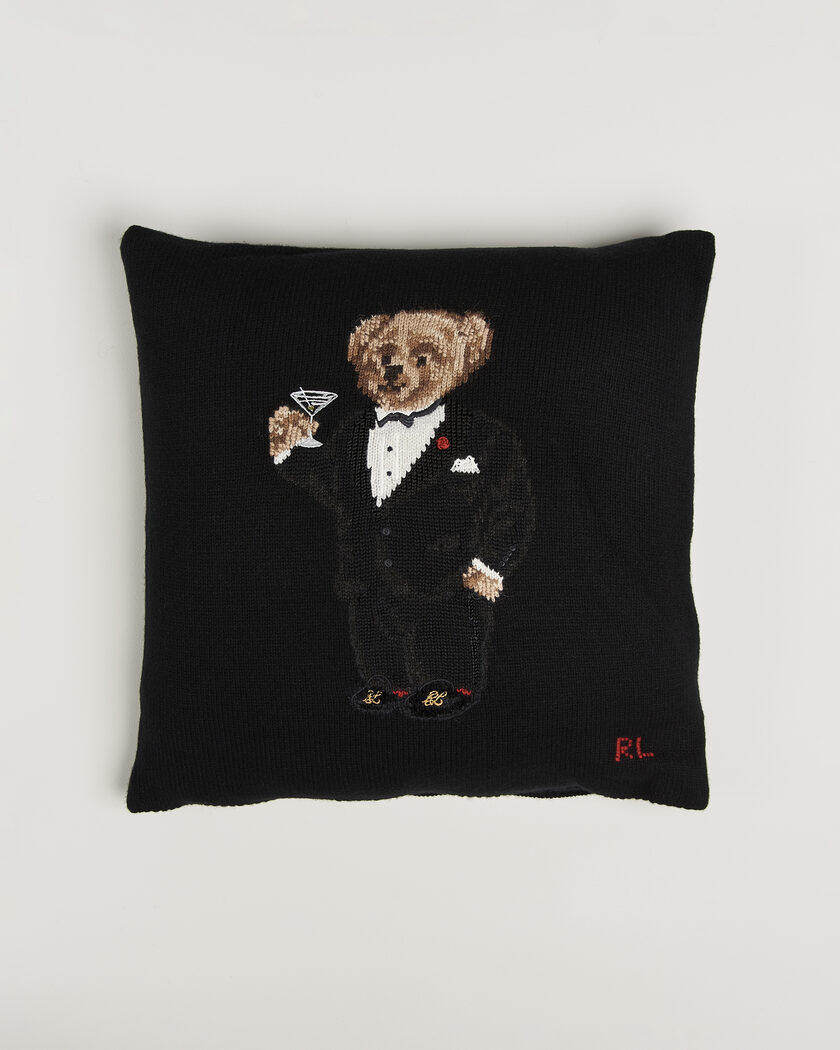 Ralph Lauren Home Martini Bear Wool Pillow Black – Noir