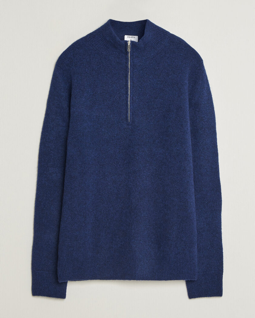 Filippa K Andrew Yak Knitted Half Zip Deep Blue – Blauw