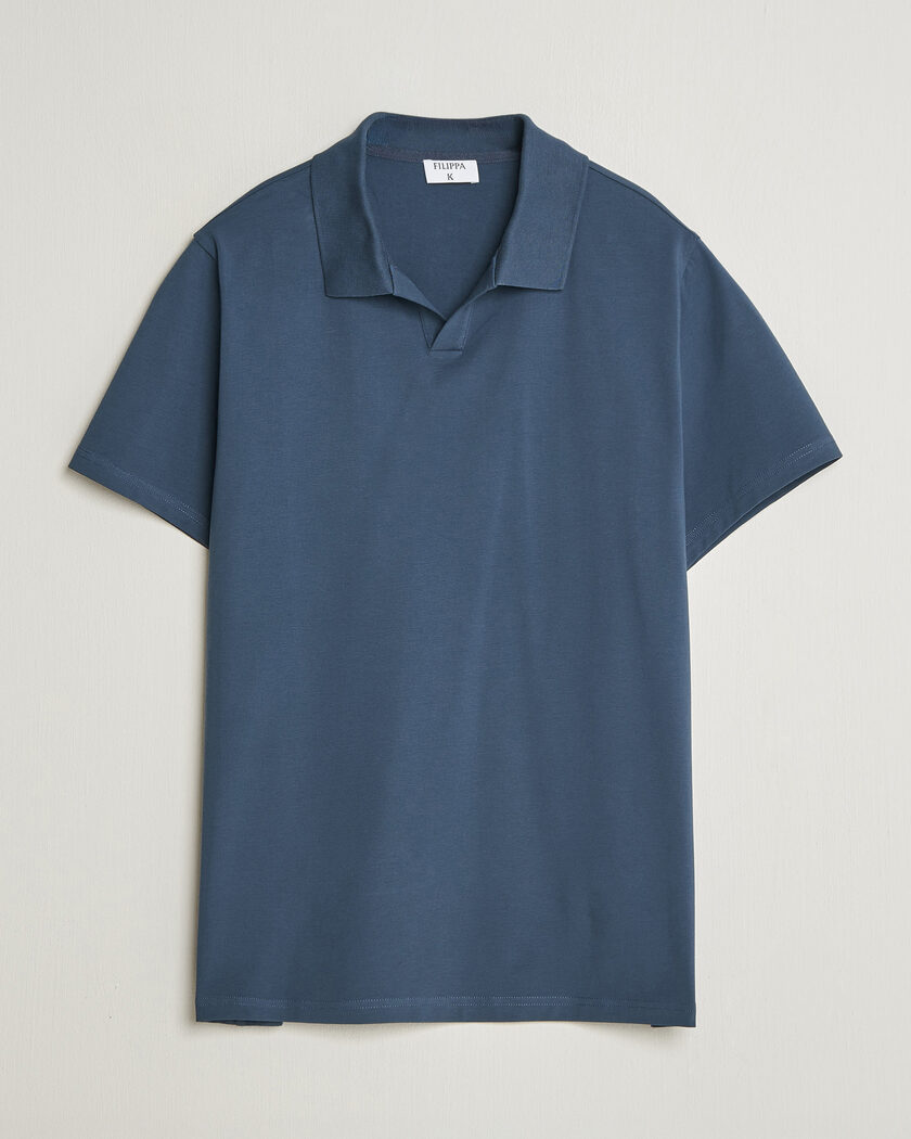 Filippa K Soft Lycra Polo T-Shirt Stone Blue – Blauw