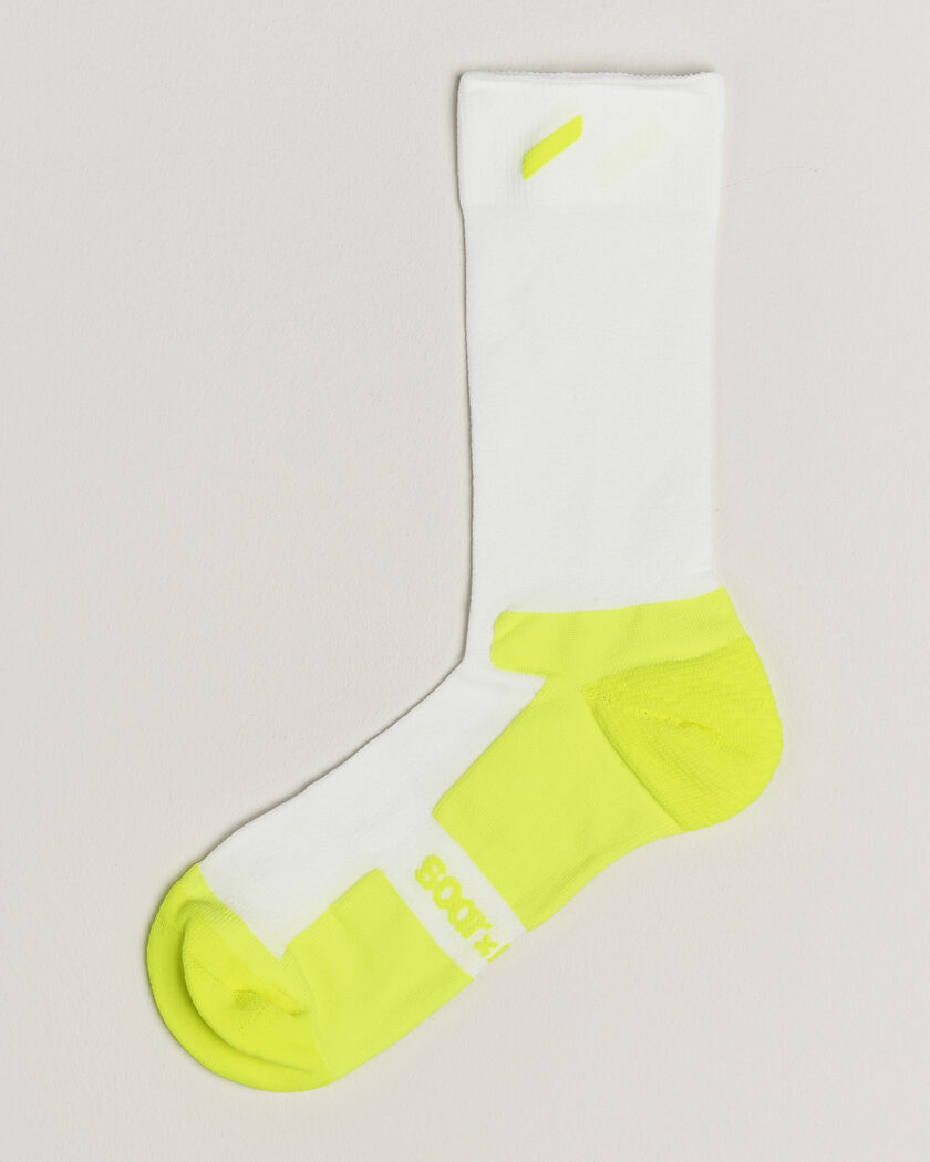 SOAR Running Crew Race Socks White/Fluro Yellow – Blanc