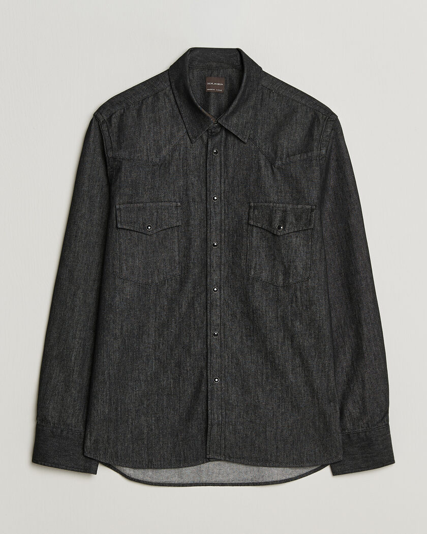 Oscar Jacobson Straight Fit Western Shirt Dark Grey – Grijs