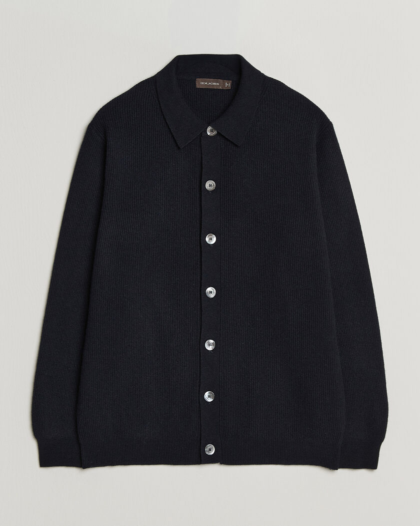 Oscar Jacobson Federico Wool/Cashmere Cardigan Navy – Blauw