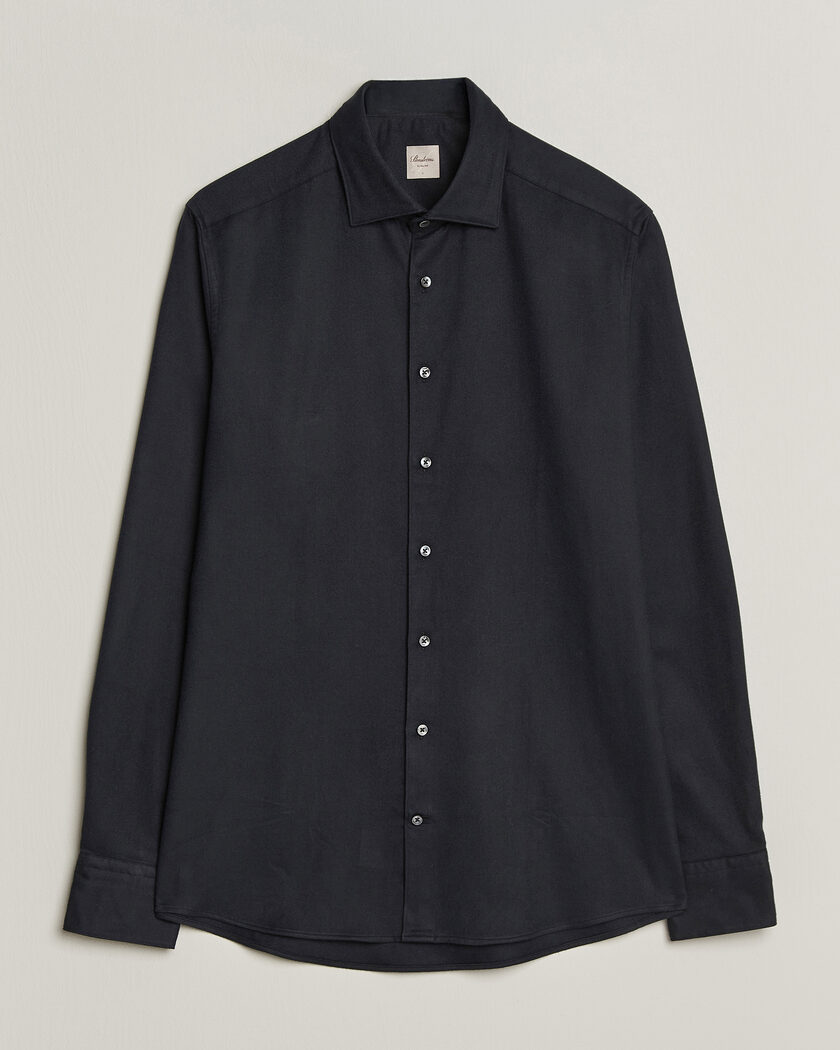 Stenströms Slimline Flannel Shirt Black – Zwart