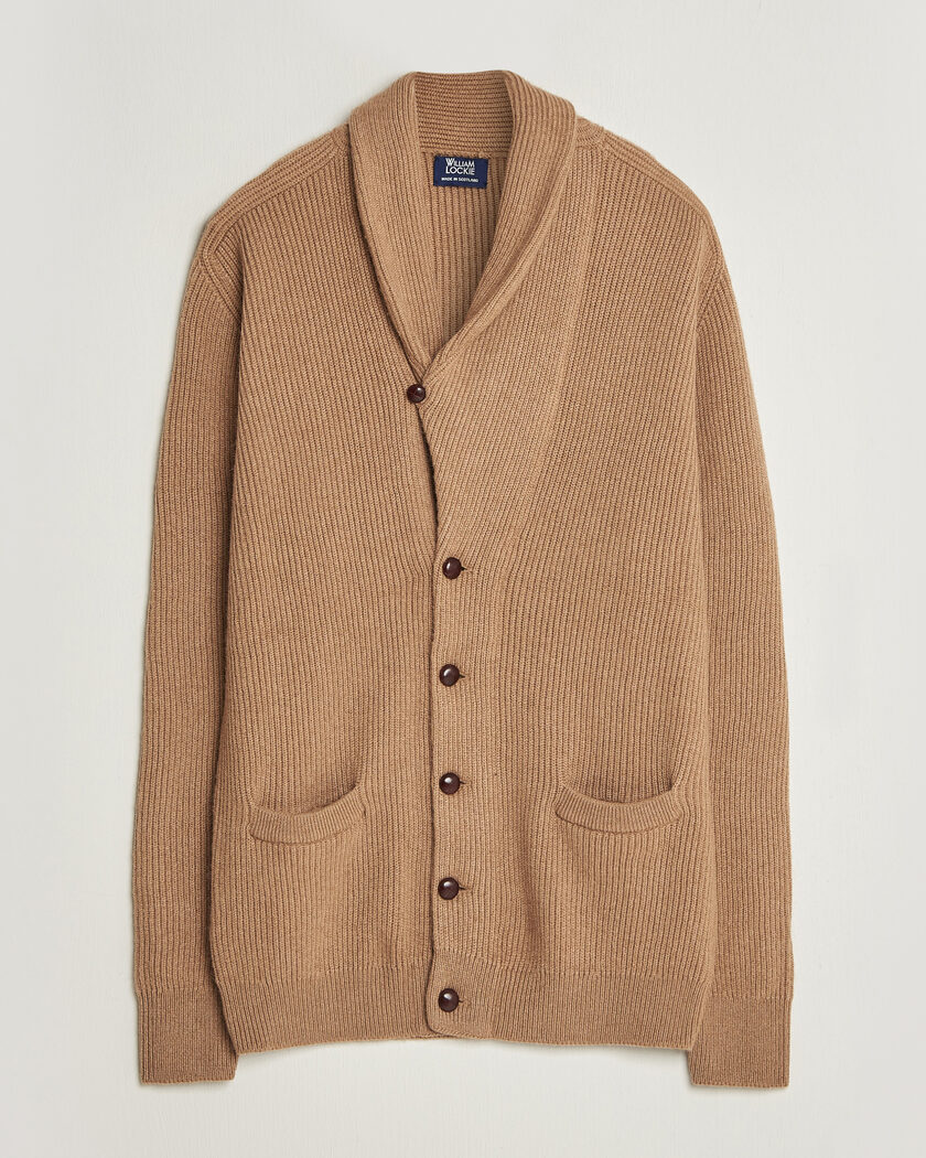 William Lockie Windsor Camelhair Shawl Cardigan Natural Brown – Bruin