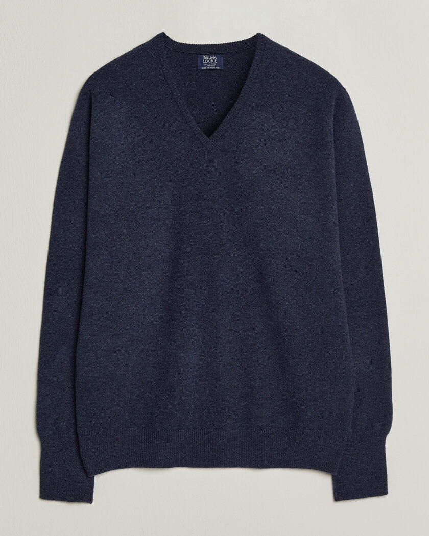 William Lockie Rob Lambswool V-Neck Astra – Blauw