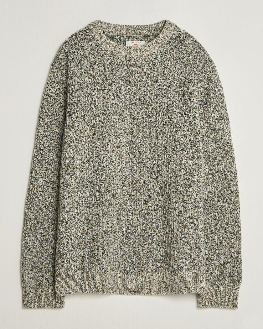 Nudie Jeans August Wool Rib Knitted Sweater Green Melange – Vert