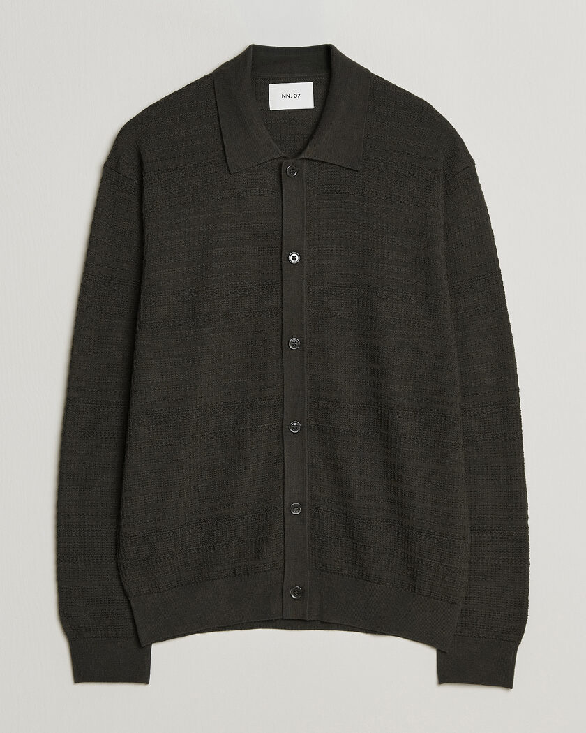 NN07 Nate Wool Knitted Cardigan Dark Army – Vert