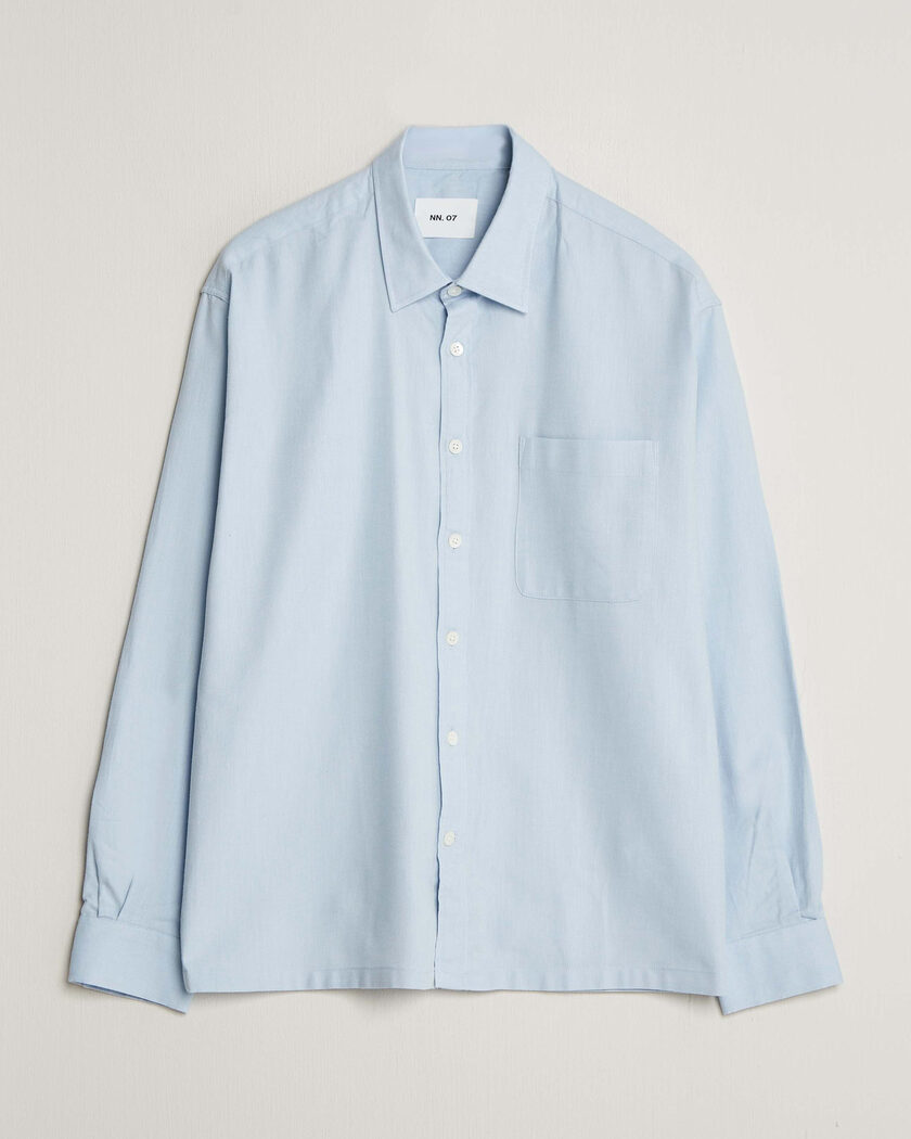 NN07 Deon Brushed Light Flannel Shirt Sky Mist – Blauw