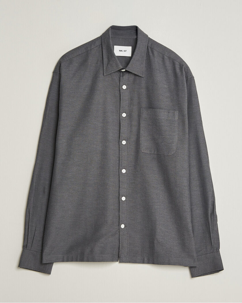 NN07 Deon Brushed Light Flannel Shirt Dark Grey – Grijs