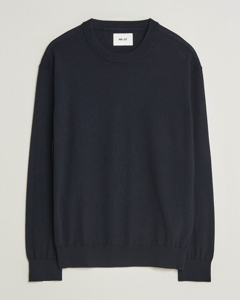 NN07 Nate Wool Knitted Crew Neck Deep Navy – Blauw