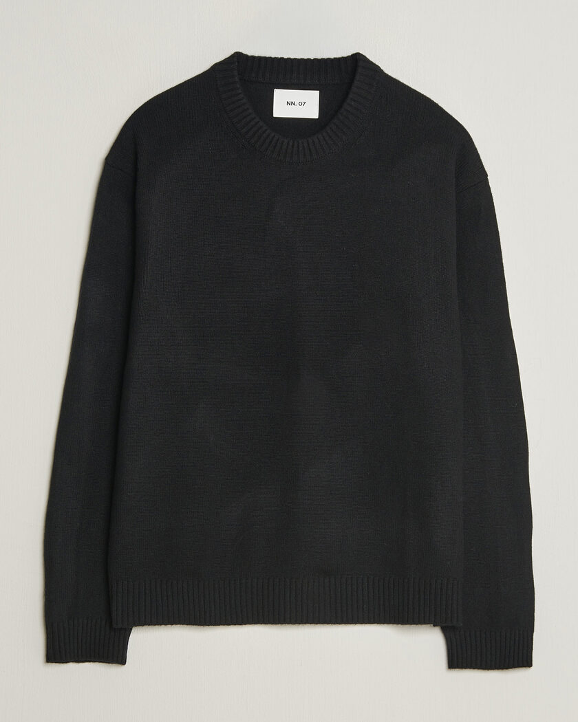 NN07 Russel Wool/Cotton Knitted Sweater Black – Zwart