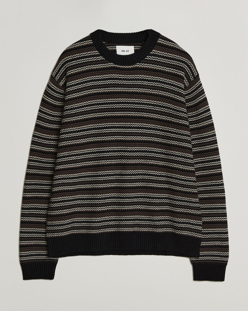 NN07 Russel Wool/Cotton Striped Sweater Black Multi – Meerkleurig