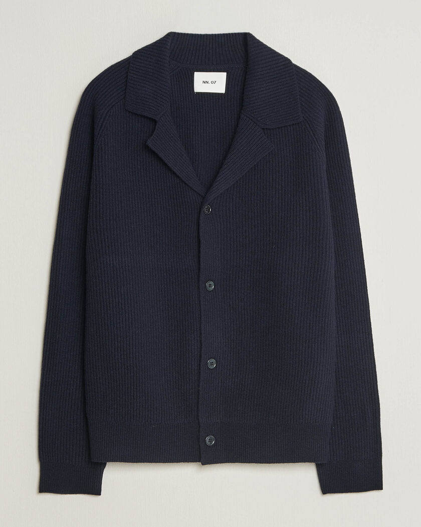 NN07 Shane Wool Knitted Cardigan Navy Blue – Blauw