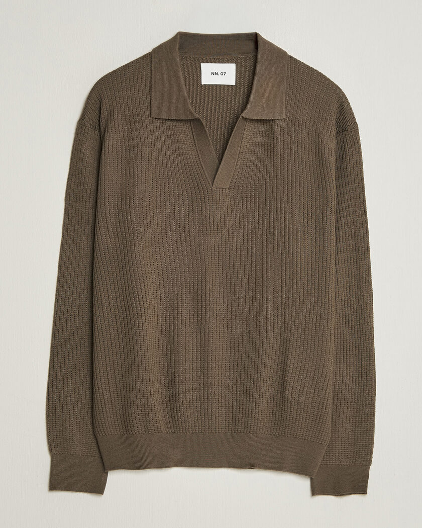 NN07 Nate Wool Knitted Polo Mable Husk – Bruin
