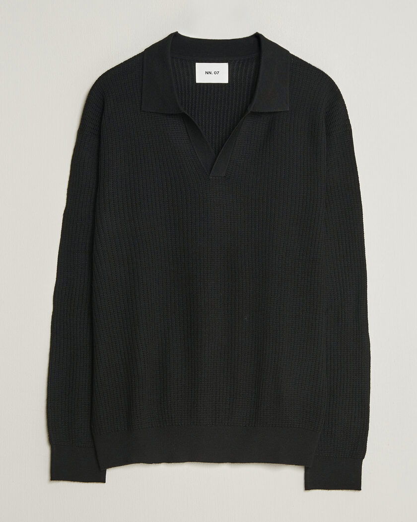 NN07 Nate Wool Knitted Polo Black – Noir