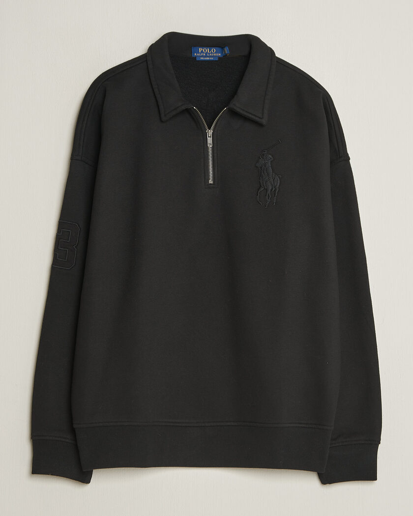 Polo Ralph Lauren Heavy Weight Half Zip Fleece Polo Black – Zwart