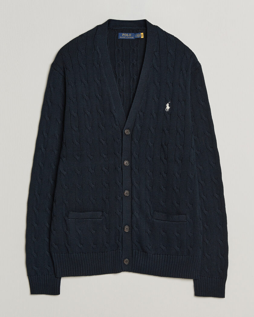 Polo Ralph Lauren Cotton Cable Cardigan Hunter Navy – Bleu