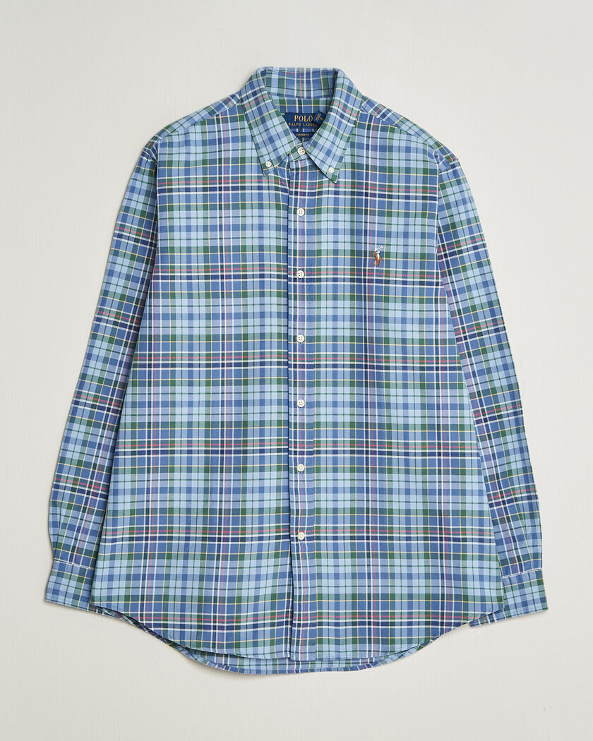 Polo Ralph Lauren Custom Slim Fit Check Oxford Shirt Blue Dusty/Green – Meerkleurig