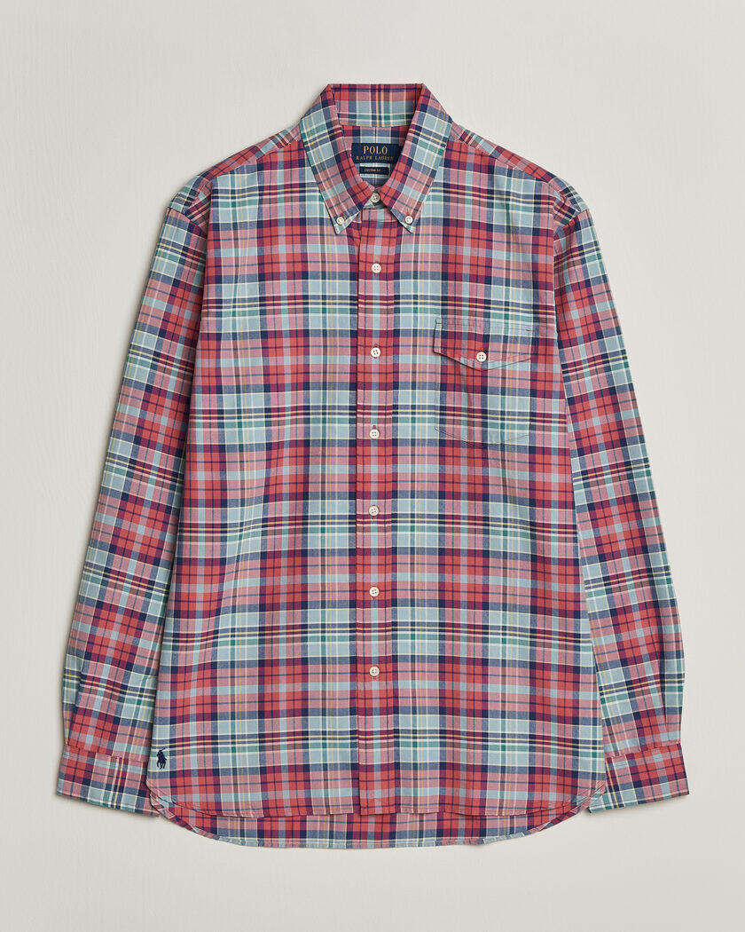 Polo Ralph Lauren Classic Fit Checked Oxford Sport Shirt Red Dusty Blue – Multicolore