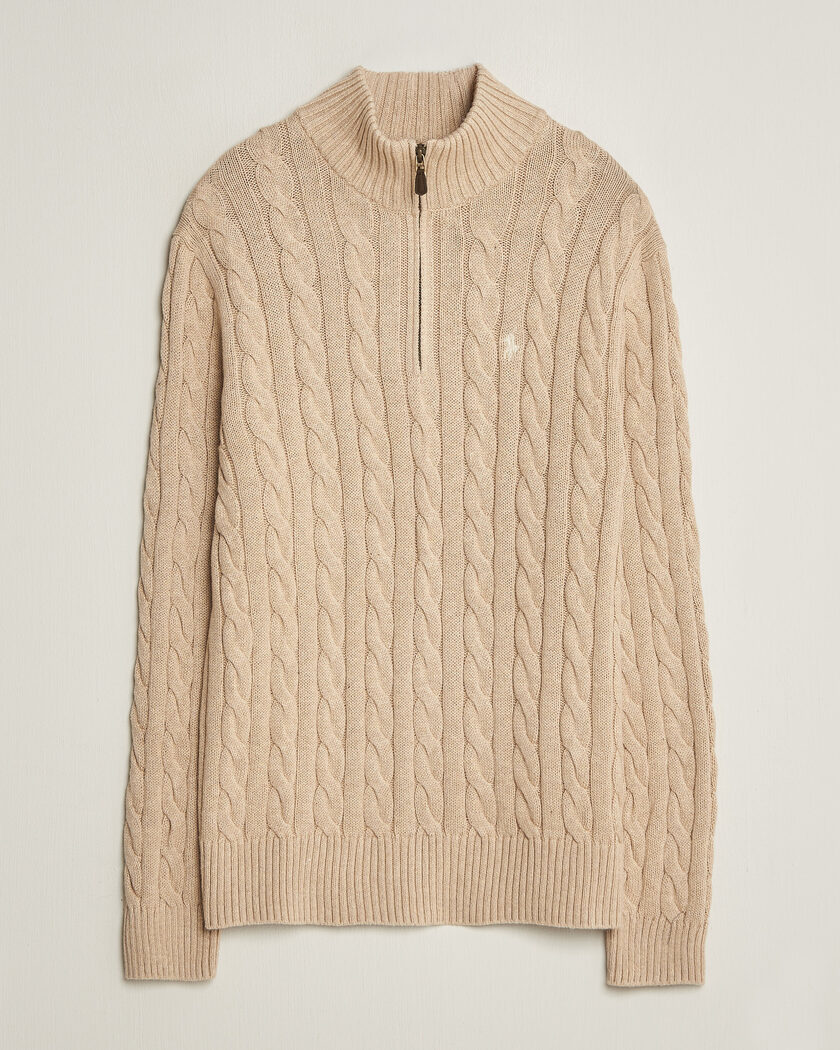 Polo Ralph Lauren Cotton Cable Half Zip Brown Heather – Bruin