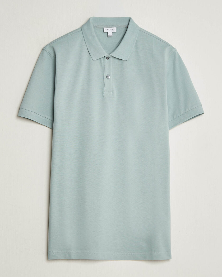 Sunspel Short Sleeve Pique Polo Light Green – Vert