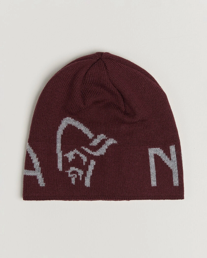 Norrøna Mid Merino Wool Logo Beanie Port – Rouge