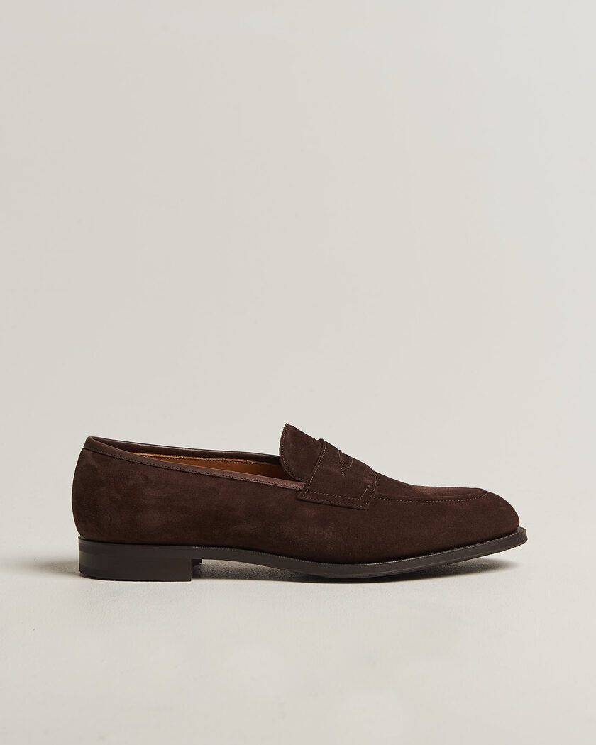 Edward Green Piccadilly Penny Loafer Mink Suede – Marron