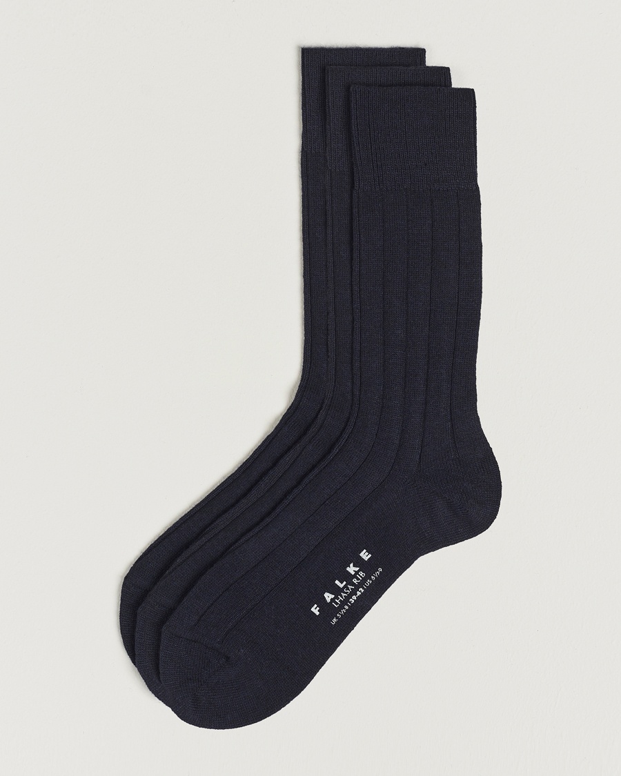 Falke 3-Pack Lhasa Cashmere Socks Dark Navy – Blauw