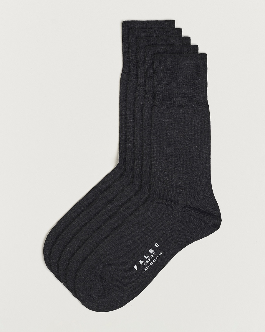Falke 5-Pack Airport Socks Anthracite Melange – Gris