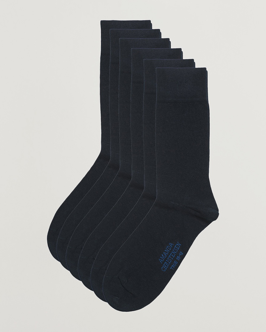 Amanda Christensen 6-Pack True Cotton Socks Dark Navy – Blauw