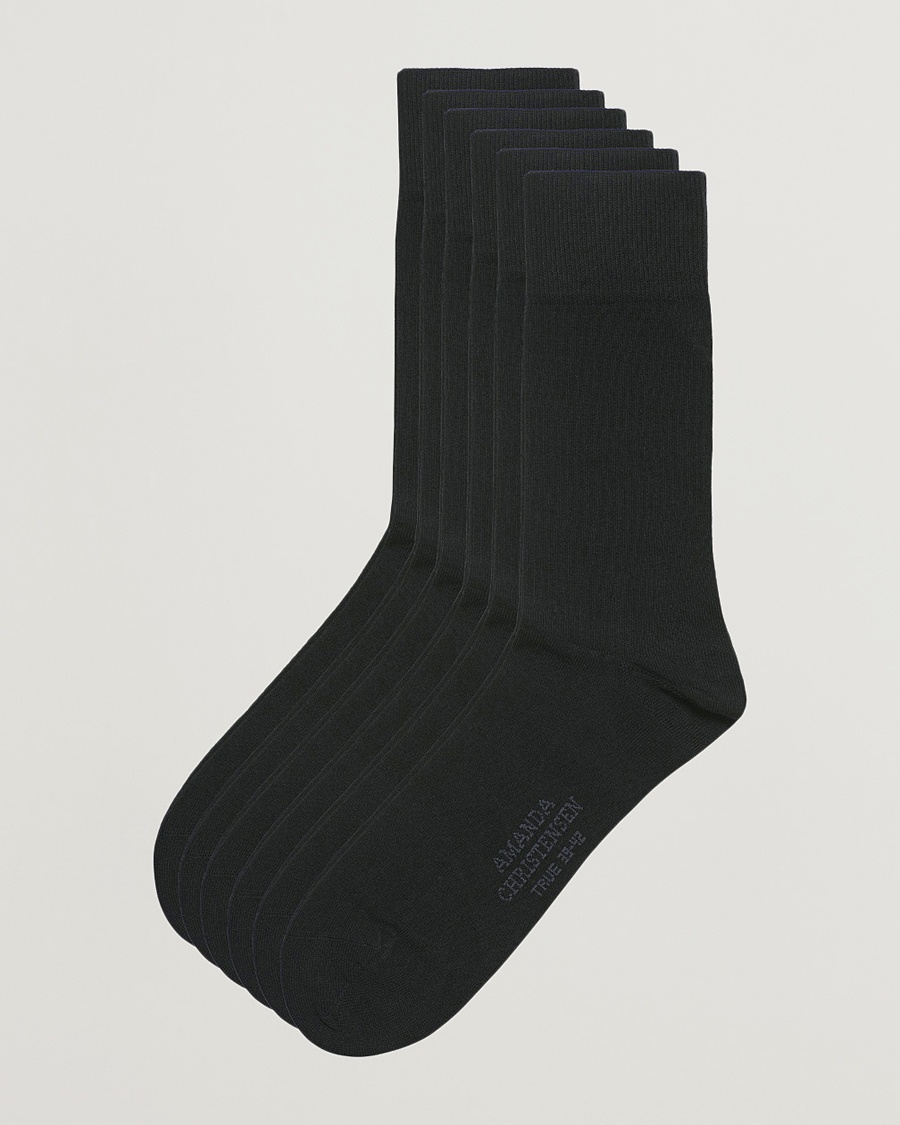 Amanda Christensen 6-Pack True Cotton Socks Black – Noir
