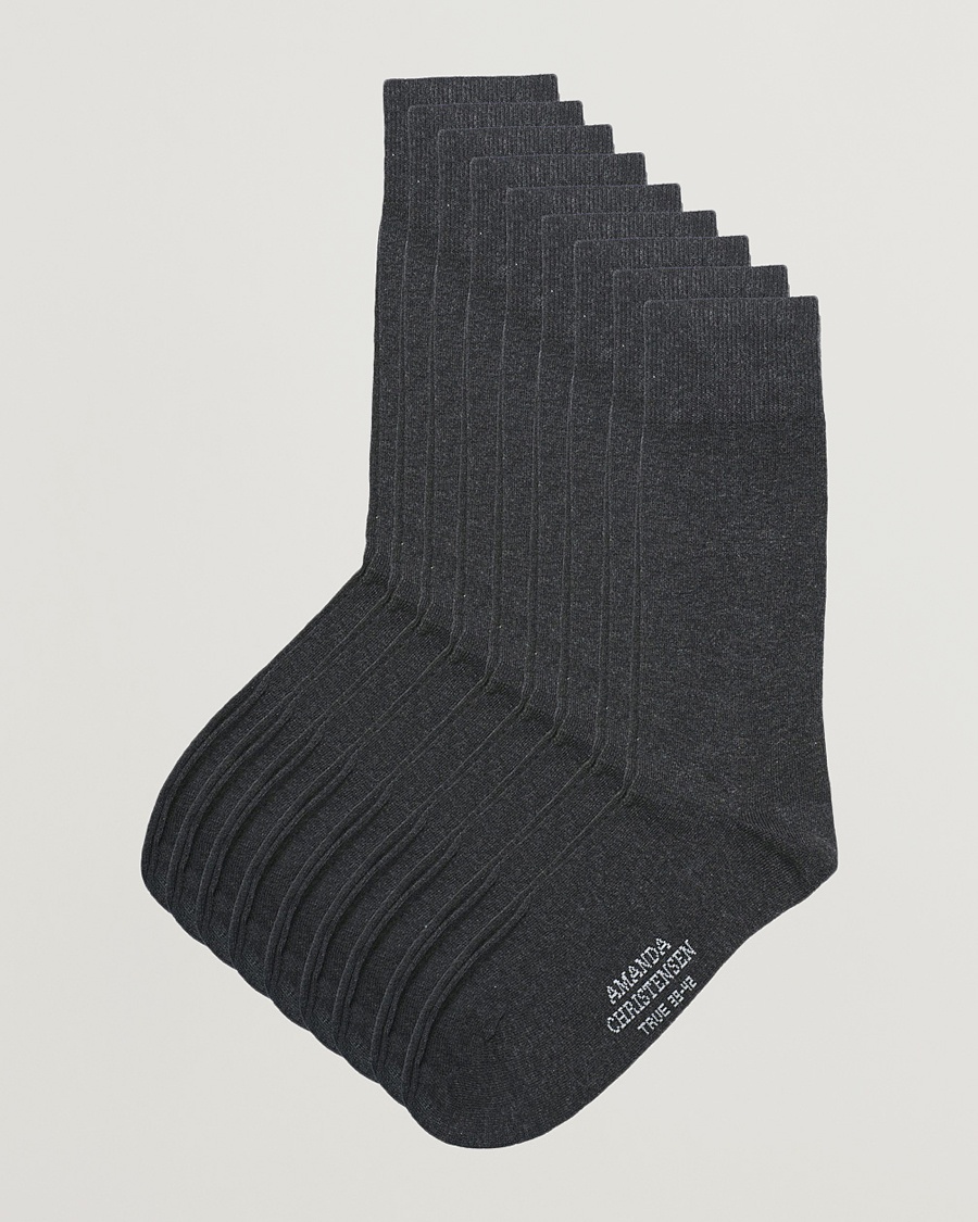 Amanda Christensen 9-Pack True Cotton Socks Antrachite Melange – Gris
