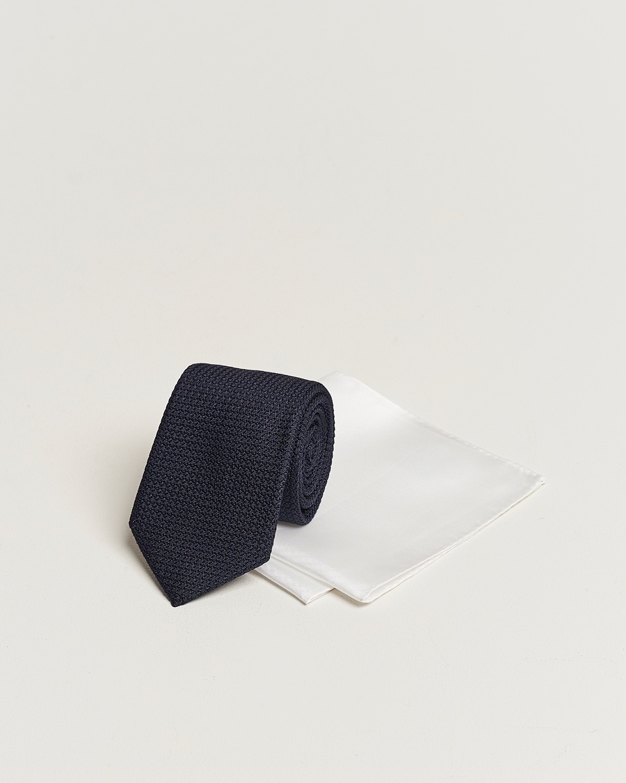 Amanda Christensen Set Tie Navy & Handkercheif White – Blauw