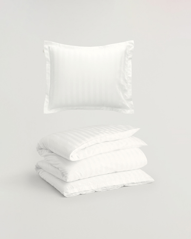 Homme | Anciennes Images De Produits | GANT | Sateen Striped Duvet & Pillowcase Set White
