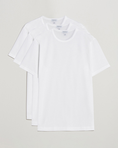 Homme | Anciennes Images De Produits | Sunspel | 3-Pack Crew Neck Q82 Cotton T-Shirt White